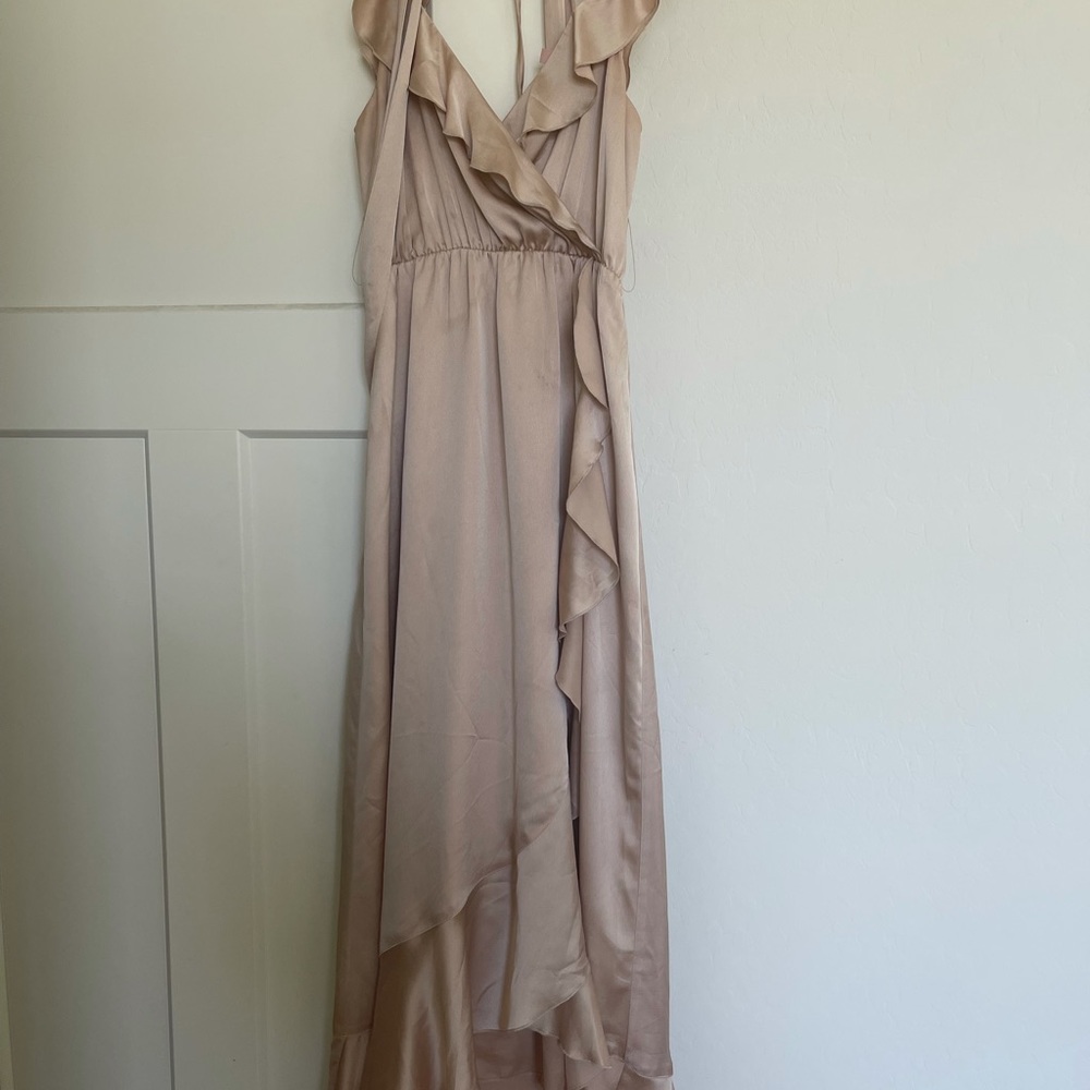Show Me Your MuMu bridesmaid dress champagne luxe satin